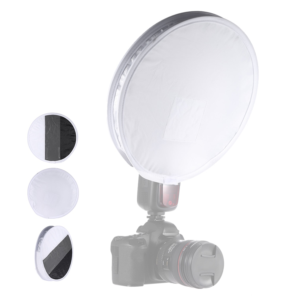 Multifunctional Mini Portable Round On-camera Flash Speedlite Diffuser Softbox for Canon Nikon Godox Andoer Speedlight