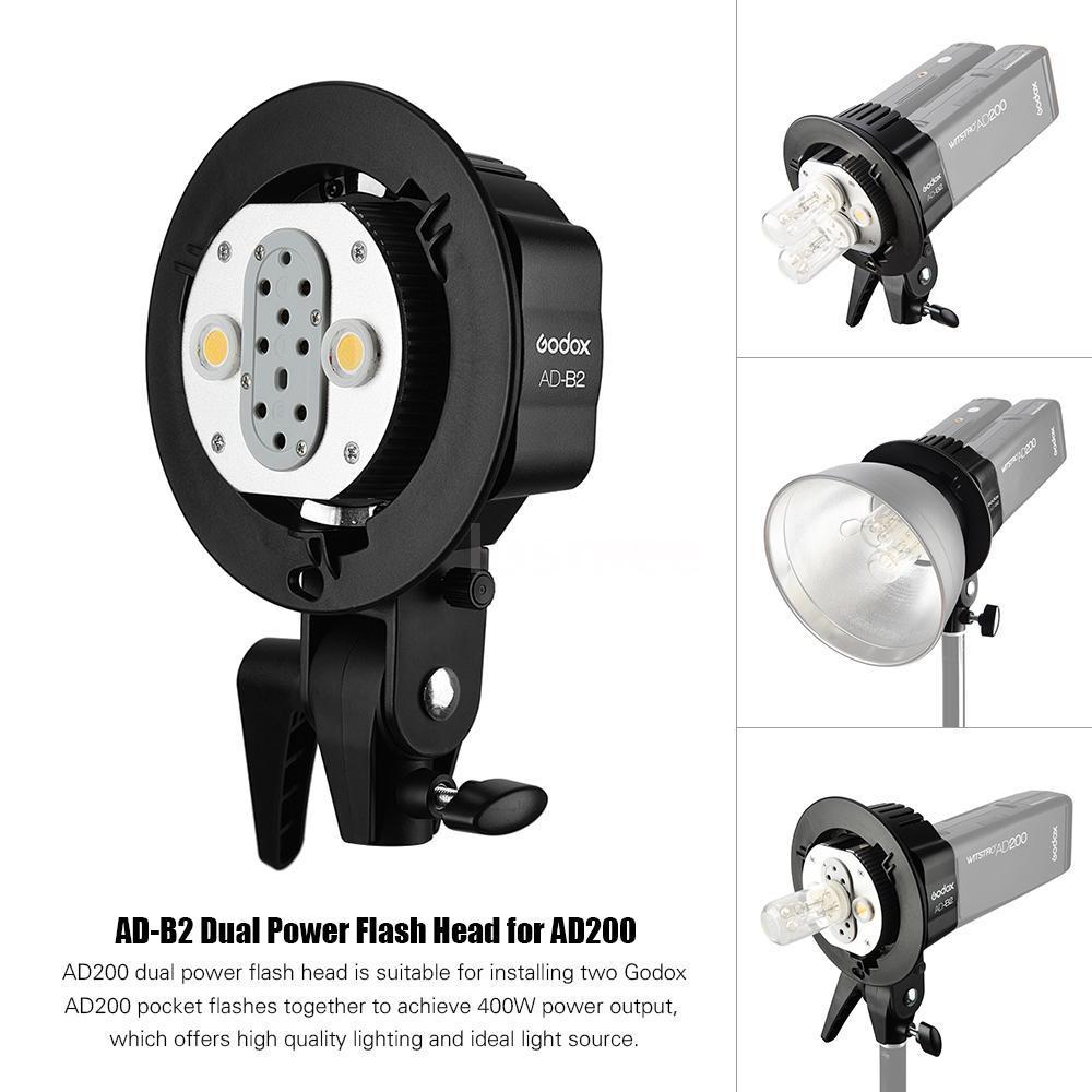 Godox AD-B2 Bowens Mount double tubes Light Head Bracket for AD200 Portable Flash Speedlite