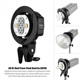 Godox AD-B2 Bowens Mount double tubes Light Head Bracket for AD200 Portable Flash Speedlite
