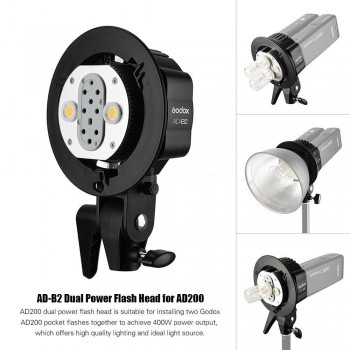 Godox AD-B2 Bowens Mount double tubes Light Head Bracket for AD200 Portable Flash Speedlite