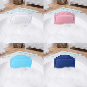 1pc Bathroom Bathtub Soft Spa Bath Pillow Bath Spa Neck Sponge Relaxing Headrest Waterproof Cushion With Suction Cups