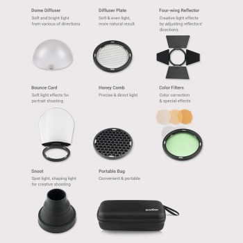 Godox AK-R1 Pocket Flash Light Accessories Kit for Godox H200R Round Flash Head AD200 Accessories Studio Flash Kit flash bracket