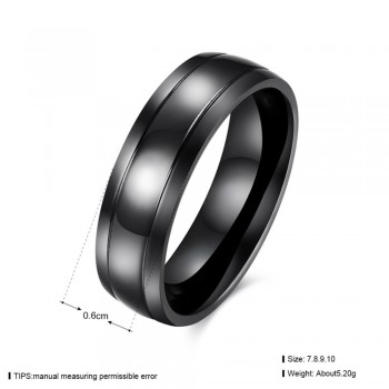 Fashion 6mm Titanium Steel Black Color Ring Men Wedding Engagement Band Jewelry Party Rings For Male Free Shipping