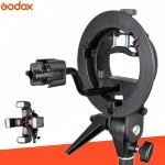 Godox S-Type Speedlite Bracket Bowens Mount Holder + Four Hot Shoe Flash Adapter S-FA for Photo Studio Photography