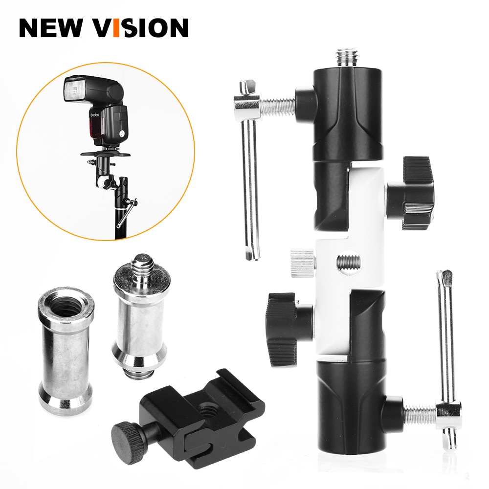 Flash Shoe Swivel Umbrella Holder Light Stand 1/4-3/8 Adapters Bracket U-Type