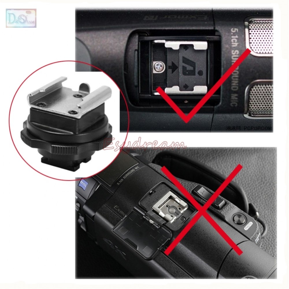 Silver Mini Standard Hot Cold Shoe Hotshoe Adapter Converter for Sony Active Interface Shoe DV Camcorder Mount