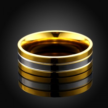 Fashion 6mm Titanium Steel Gold Silver Color Ring Mens Wedding Engagement Band Men Jewelry Party Free Shipping