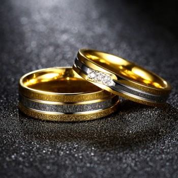 Fashion 6mm Titanium Steel Gold Silver Color Ring Mens Wedding Engagement Band Men Jewelry Party Free Shipping