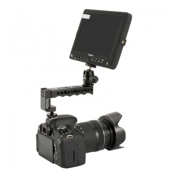 Universal DSLR Top Handle Grip Video Stabilizing Extender w Dual Cold Shoe Mounts for Monitors Microphones LED Video Lights