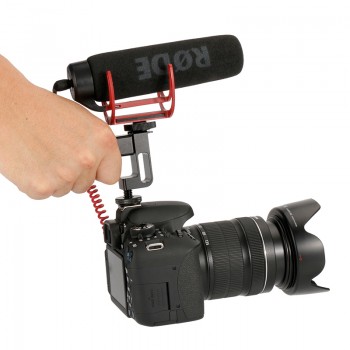 Universal DSLR Top Handle Grip Video Stabilizing Extender w Dual Cold Shoe Mounts for Monitors Microphones LED Video Lights