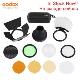 Godox AK-R1 Barn Door, Snoot, Color Filter, Reflector, Honeycomb, Diffuser Ball Kits for Godox AD200 and H200R Round Flash Head