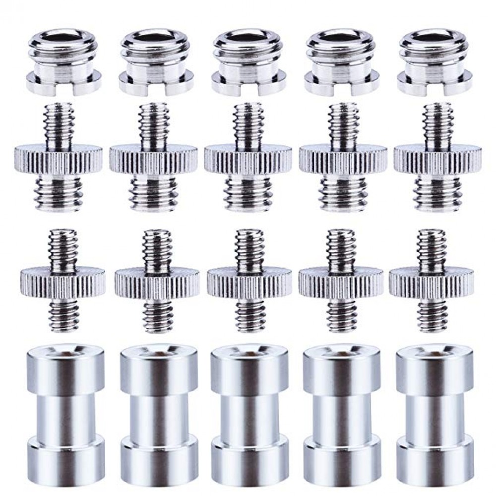 5In1 1/4 to 3/8 Male to Female Adapter Screw Camera Tripod Ball Head Monopod Flash Light Stand Mount Accessories