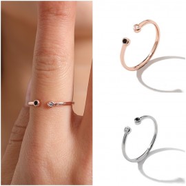 2018 Hot Sale black White Crystal Rings for Women Fine Jewelry Adjustable Double Round CZ Ring Open Midi Toe Engagement Rings