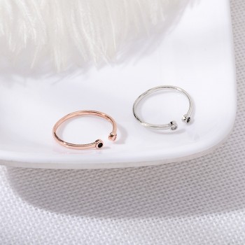 2018 Hot Sale black White Crystal Rings for Women Fine Jewelry Adjustable Double Round CZ Ring Open Midi Toe Engagement Rings