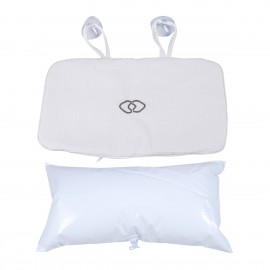 Bathroom Bath Pillow Portable Built-in PVC Air Bags Soft Anti-slip Bathing Pillow Head Neck Rest Suction Cup Spa Bath Cushion