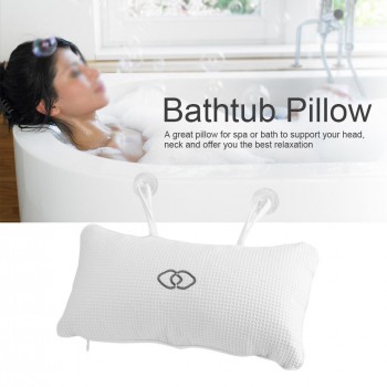 Bathroom Bath Pillow Portable Built-in PVC Air Bags Soft Anti-slip Bathing Pillow Head Neck Rest Suction Cup Spa Bath Cushion