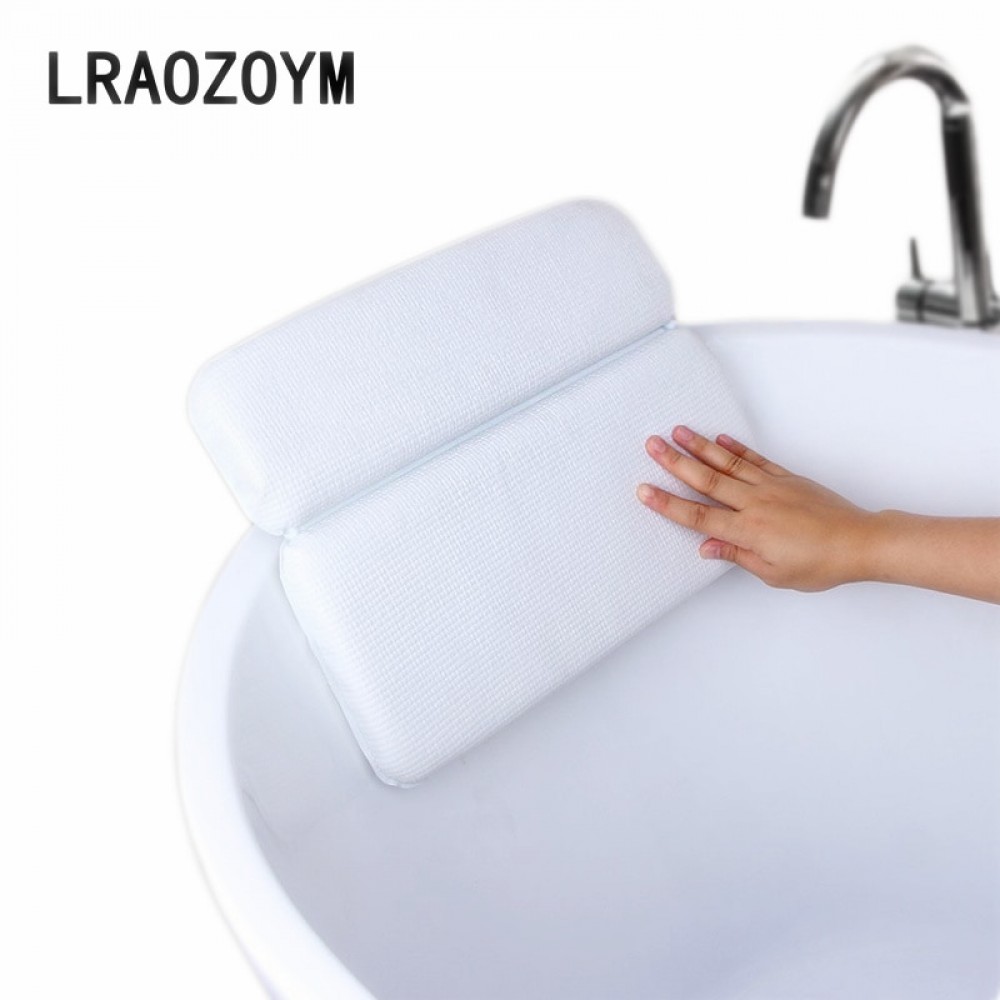 LRAOZOYM Bathroom Products Bath Pillow Back Cushion With Sucker PVC Sponge For Home SPA Relieve Neck 30*37*5cm LR205