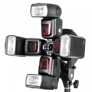 Godox S-FA Universal Aluminium Alloy Four Speedlite Holder Adapter Hot Shoe Mount Adapter for Flash