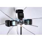 Three Triple Head Hot Shoe Mount Adapter Flash Light Stand Umbrella Holder Bracket