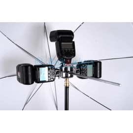 Three Triple Head Hot Shoe Mount Adapter Flash Light Stand Umbrella Holder Bracket