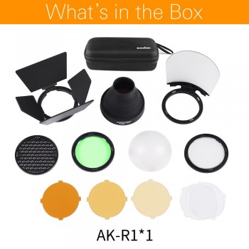 In Stock !!! Godox AD200 H200R Accessories AK-R1 Barn Door, Snoot, Color Filter, Reflector, Honeycomb, Diffuser Ball Kits
