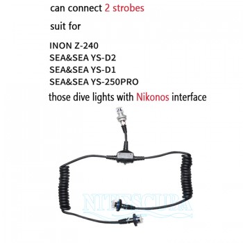 Nitescuba Diving Strobe Dual Sync Cord digital fiber optic cable for INON Z240 SEAamp;SEA YS-D1 D2 5pin Nikonos for Camera housing