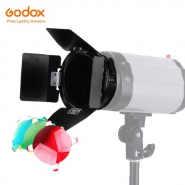 Godox BD-03 Barn Door With Honeycomb Grid and 4 Color Filter Kits for Photo Studio Flash K-150 K-180 250SDI 300SDI E250 E300