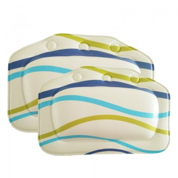 Stripe Pattern PVC Comfortable SPA Bath Pillow Headrest Suction Cup Soft Bathtub Pillows Bathroom Products 21*31cm 1PC