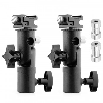 Top Deals 2Pack Camera Flash Speedlite Mount Swivel Light Stand Bracket with Umbrella Reflector Holder for Camera DSLR N-ikon