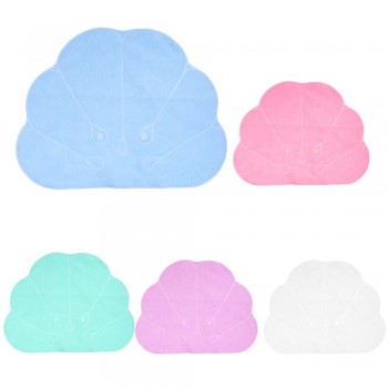Home Bathroom Inflatable Bath Tub Pillow with Suction Cups Shell Shaped Spa Neck Shoulder Supporter Cushion Random Color