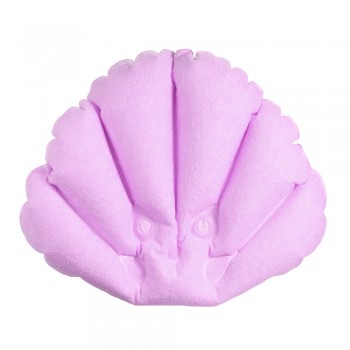 Home Bathroom Inflatable Bath Tub Pillow with Suction Cups Shell Shaped Spa Neck Shoulder Supporter Cushion Random Color