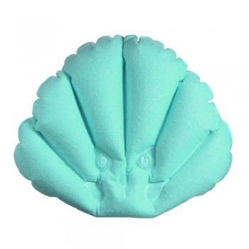 Home Bathroom Inflatable Bath Tub Pillow with Suction Cups Shell Shaped Spa Neck Shoulder Supporter Cushion Random Color