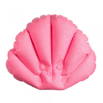 Home Bathroom Inflatable Bath Tub Pillow with Suction Cups Shell Shaped Spa Neck Shoulder Supporter Cushion Random Color