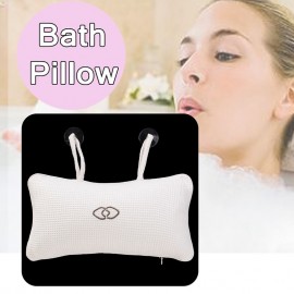 1pc Inflatable White Square Bath Pillow 360 x 180 x 100mm Headrest Bathroom Bath Pillow Cushion Pillow With 2 Suction Cups