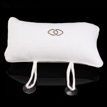 1pc Inflatable White Square Bath Pillow 360 x 180 x 100mm Headrest Bathroom Bath Pillow Cushion Pillow With 2 Suction Cups