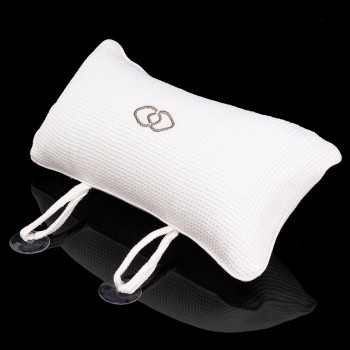 1pc Inflatable White Square Bath Pillow 360 x 180 x 100mm Headrest Bathroom Bath Pillow Cushion Pillow With 2 Suction Cups