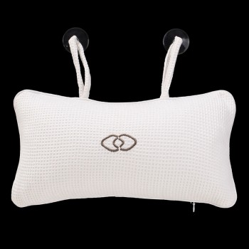 1pc Inflatable White Square Bath Pillow 360 x 180 x 100mm Headrest Bathroom Bath Pillow Cushion Pillow With 2 Suction Cups
