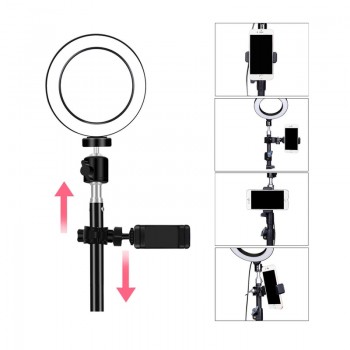 Photo Studio LED Ring Light 6 in 16cm 3200-5600K 64 LEDs Selfie Ring Lamp Photographic Lighting with Tripod Moblie Phone Clamp