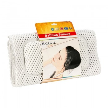 LIVING SMART Bathtub Mat with Single Pillow Hollow PVC Foam Spa Bathtub Pad Non-Slip 49.21 x 14.17inch
