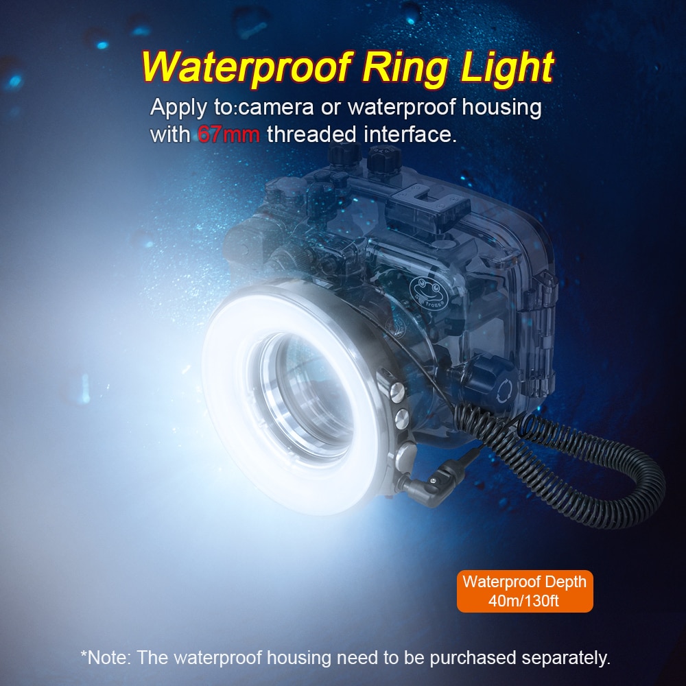 SL-108 67mm Waterproof Underwater Diving LED Ring Light For Olympus TG-5 TG5 TG-4 Sony A7 II A7R II Housing Case