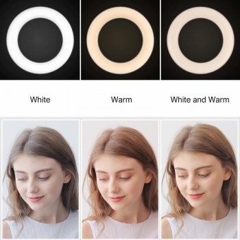 LED Ring Light 6 in 16cm 3200-5600K 64 LEDs Photo Studio Selfie Ring Lamp Photographic Lighting with Tripod Moblie Phone Clamp