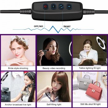 LED Ring Light 6 in 16cm 3200-5600K 64 LEDs Photo Studio Selfie Ring Lamp Photographic Lighting with Tripod Moblie Phone Clamp