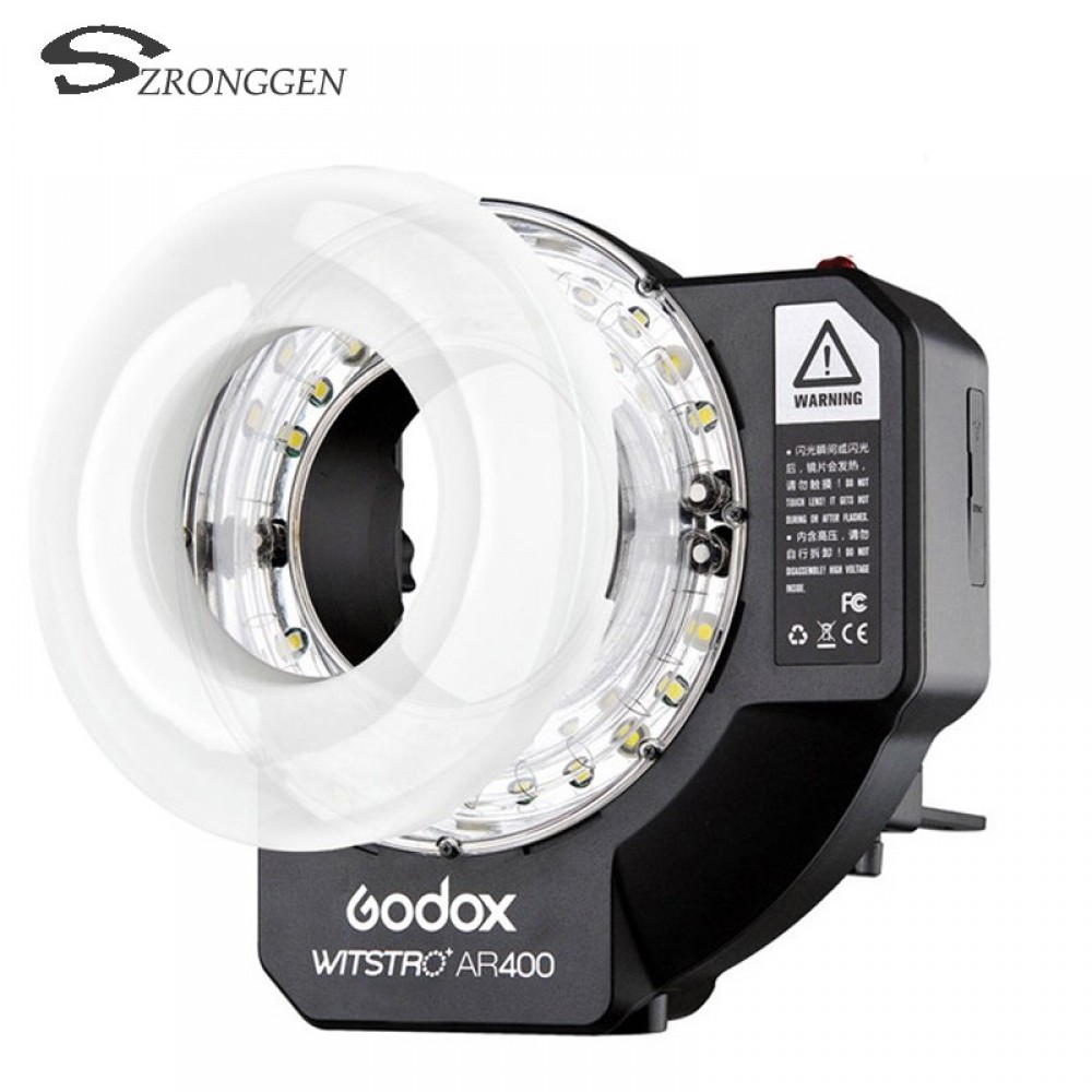 Godox AR400 400W Li-ion Battery LCD Panel Powerful Macro LED Ring Flash Speedlite Video Light Kit