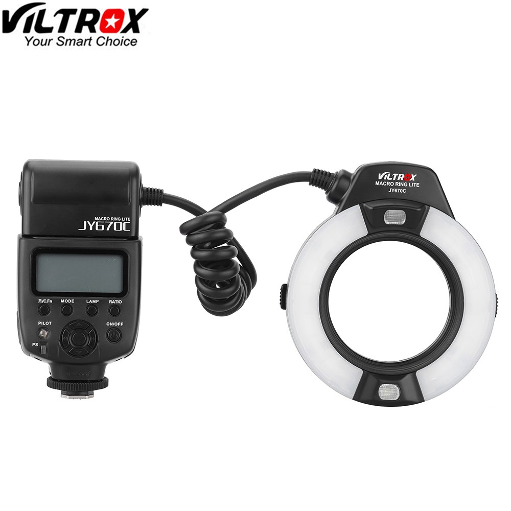 Viltrox JY-670C On-camera E-TTL Macro Close-up Fill-in LED Ring Flash Light Speedlite for Canon DSLR Camera with Adapter Ring
