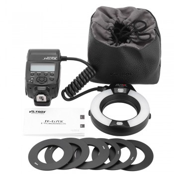 Viltrox JY-670C On-camera E-TTL Macro Close-up Fill-in LED Ring Flash Light Speedlite for Canon DSLR Camera with Adapter Ring