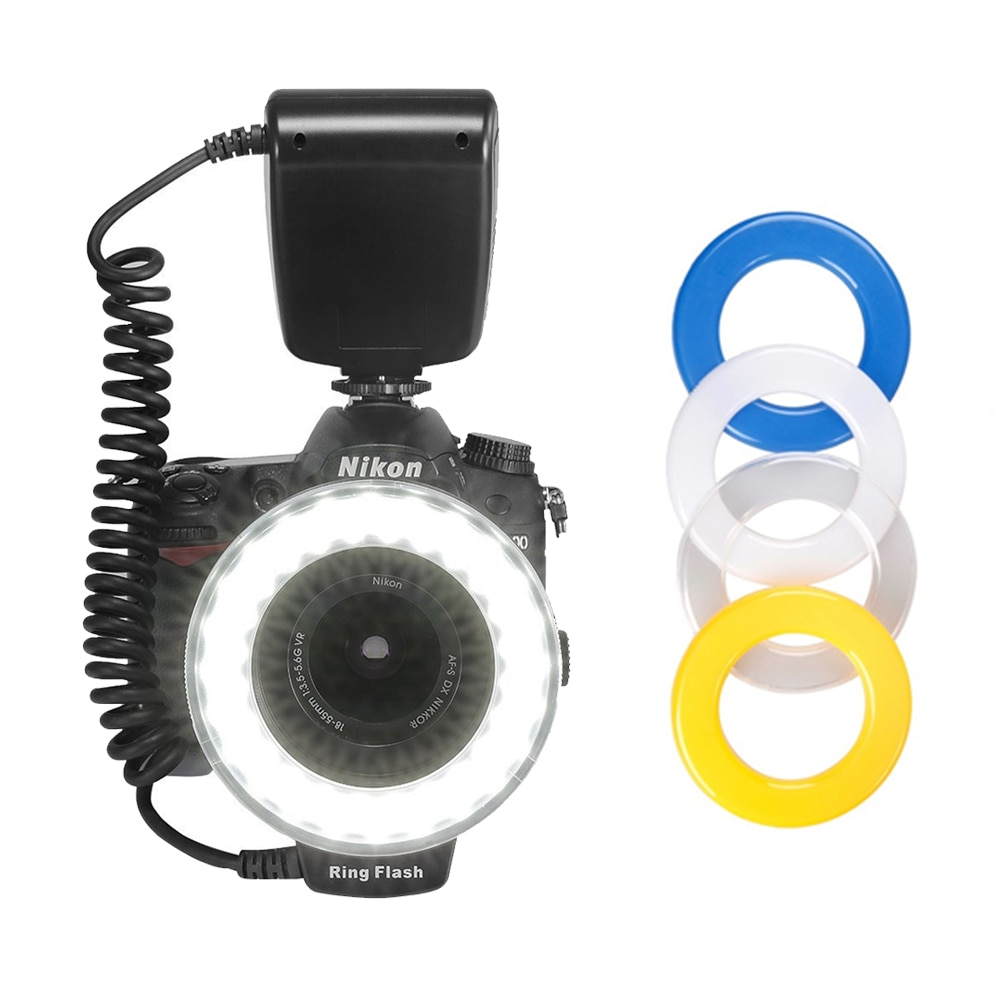 Pixel RF-550 RF550 48pcs LED Macro Ring Light Flash for Canon Nikon Panasonic Olympus DSLR Cameras DV LCD Display