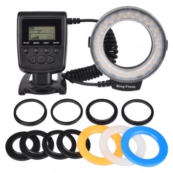 Pixel RF-550 RF550 48pcs LED Macro Ring Light Flash for Canon Nikon Panasonic Olympus DSLR Cameras DV LCD Display