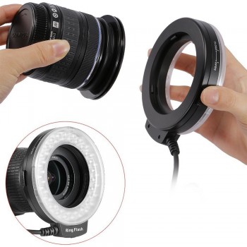 Pixel RF-550 RF550 48pcs LED Macro Ring Light Flash for Canon Nikon Panasonic Olympus DSLR Cameras DV LCD Display