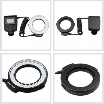 Camera Macro LED Ring Flash Light Speedlight with LCD Screen Display for Canon Nikon Sony Olympus Panasonic Pentax DSLR Cameras