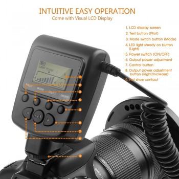 Camera Macro LED Ring Flash Light Speedlight with LCD Screen Display for Canon Nikon Sony Olympus Panasonic Pentax DSLR Cameras